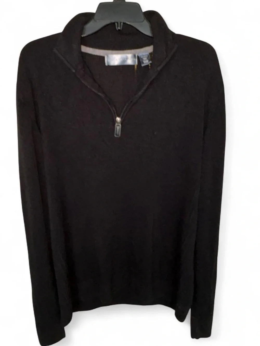 Oscar de la Renta Black Half-Zip Knit Pullover